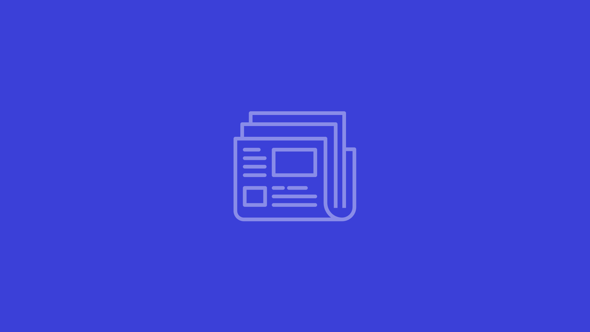 Folded newspaper icon with a dark blue geometric background